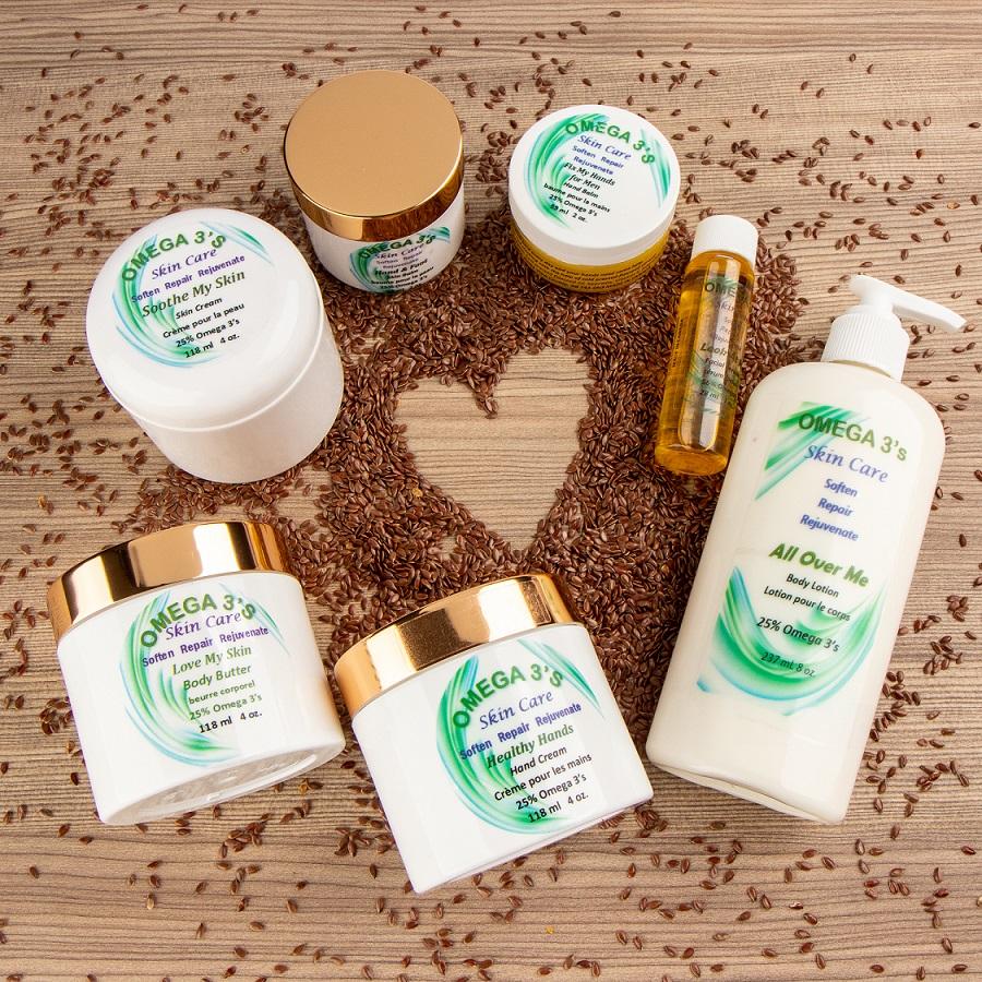 Beautiful and Natural!  Skin care products made from healthy flaxseed oil chock full of omega 3's!